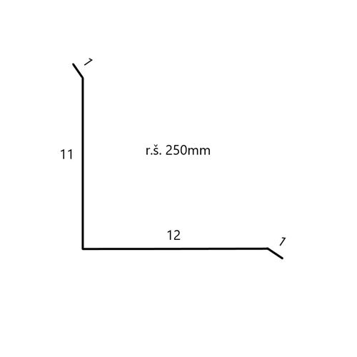 Lemování ke zdi VRCHNÍ  šíře 250mm délka 2m černá  RAL 9005