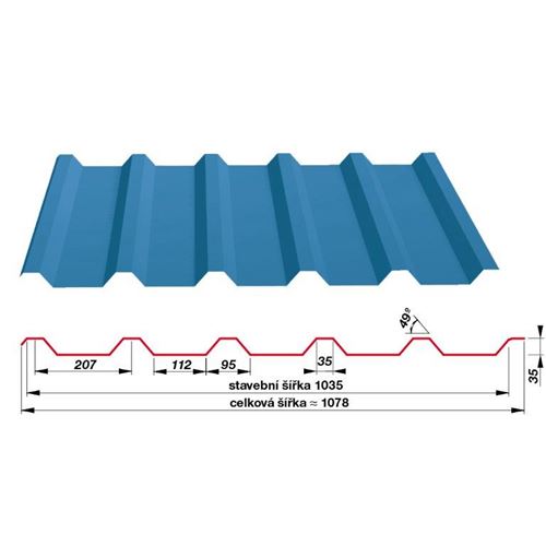 SATJAM střešní trapéz 35mm tl.0,50mm PMH cihlový