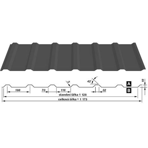 SATJAM střešní trapéz 18mm tl.0,50mm PMH cihlový